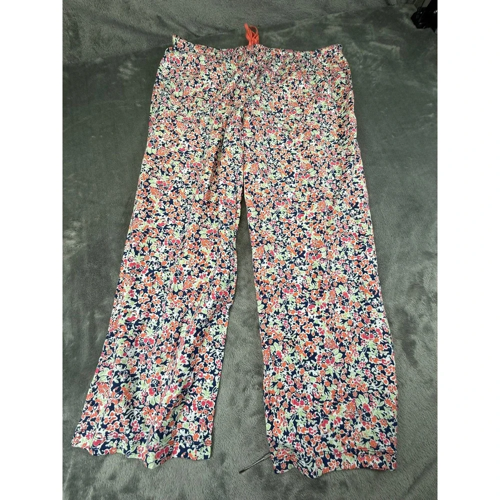 Floral Cotton Pajama Pants XL Multi-color Drawstring Wide Leg RN 60766 A230585